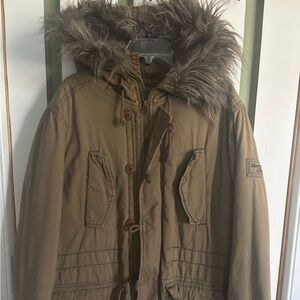 Abercrombie & Fitch Brown Jacket with Faux Fur Trim